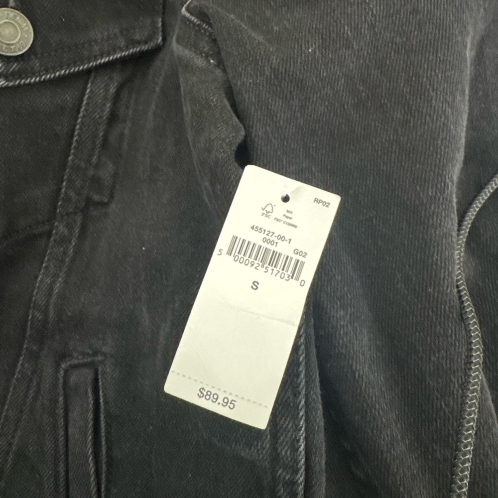 Gap Black Denim Puff Sleeve Jean Jacket Size Small NEW - Picture 6 of 7